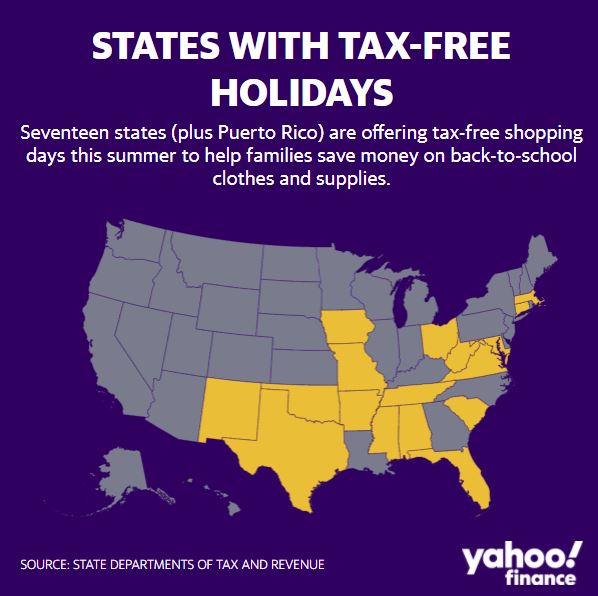 Here are the states with tax holidays for backtoschool shopping