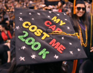 Graduation cap with humorous message