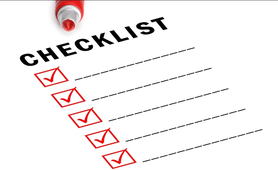 Red marker checklist items