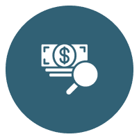Currency with magnifying glass illustration