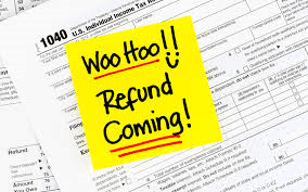 Tax form with refund announcement