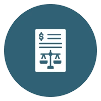 Legal document icon with balance scale