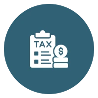 Tax document and coin icon