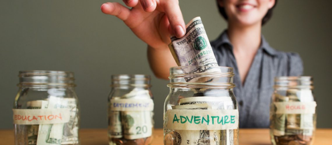 Savings jars for budgeting goals