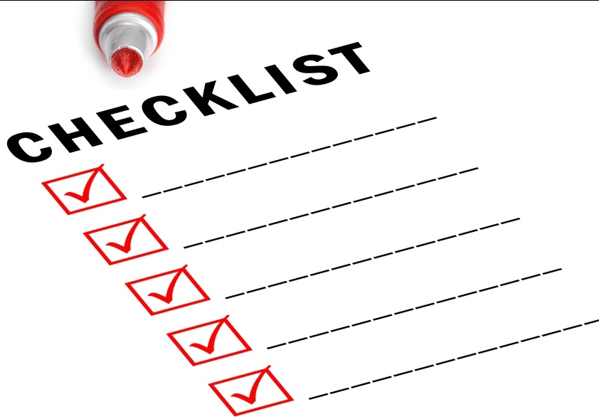 Red marker checklist items