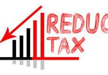 Declining bar chart indicating tax reduction